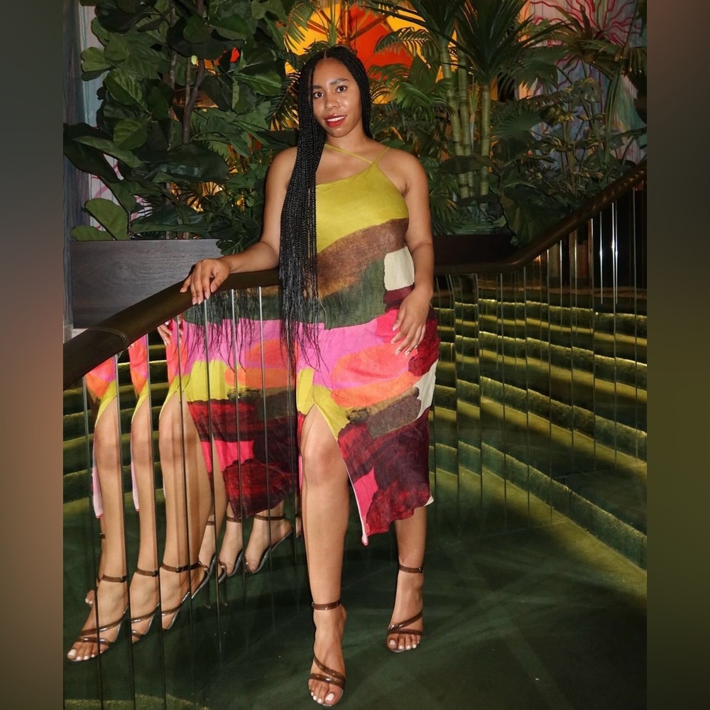 WORN ONCE: Bl-nk One-Shoulder Midi Dress